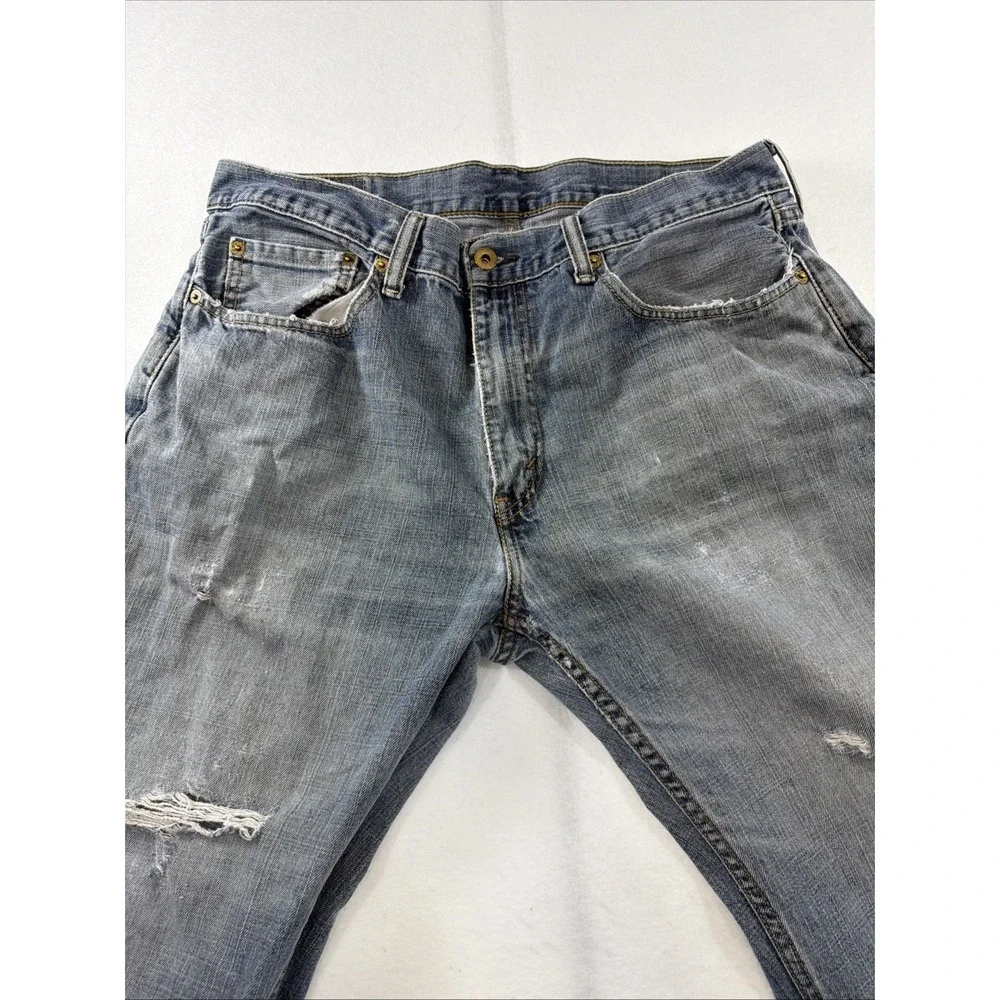 Levi's 551 Jeans Men's 36x32(see Pictures) Blue Denim Relaxed Fit Zip Distressed